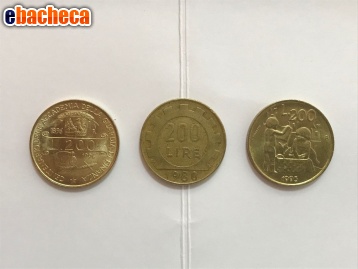 Anteprima Tre monete da 200 lire